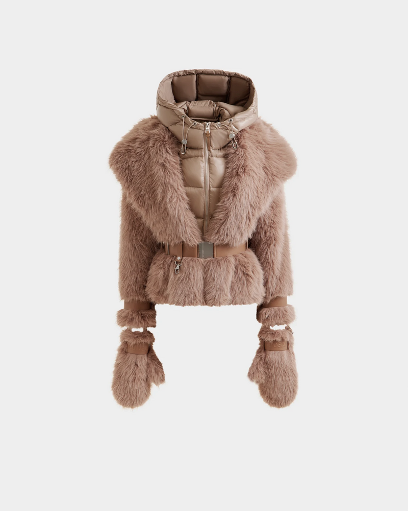 RUDSAK CHLOE WOMEN'S WOMEN'S FAUX FUR COAT WITH REMOVABLE DOWN HOOD DICKIE
