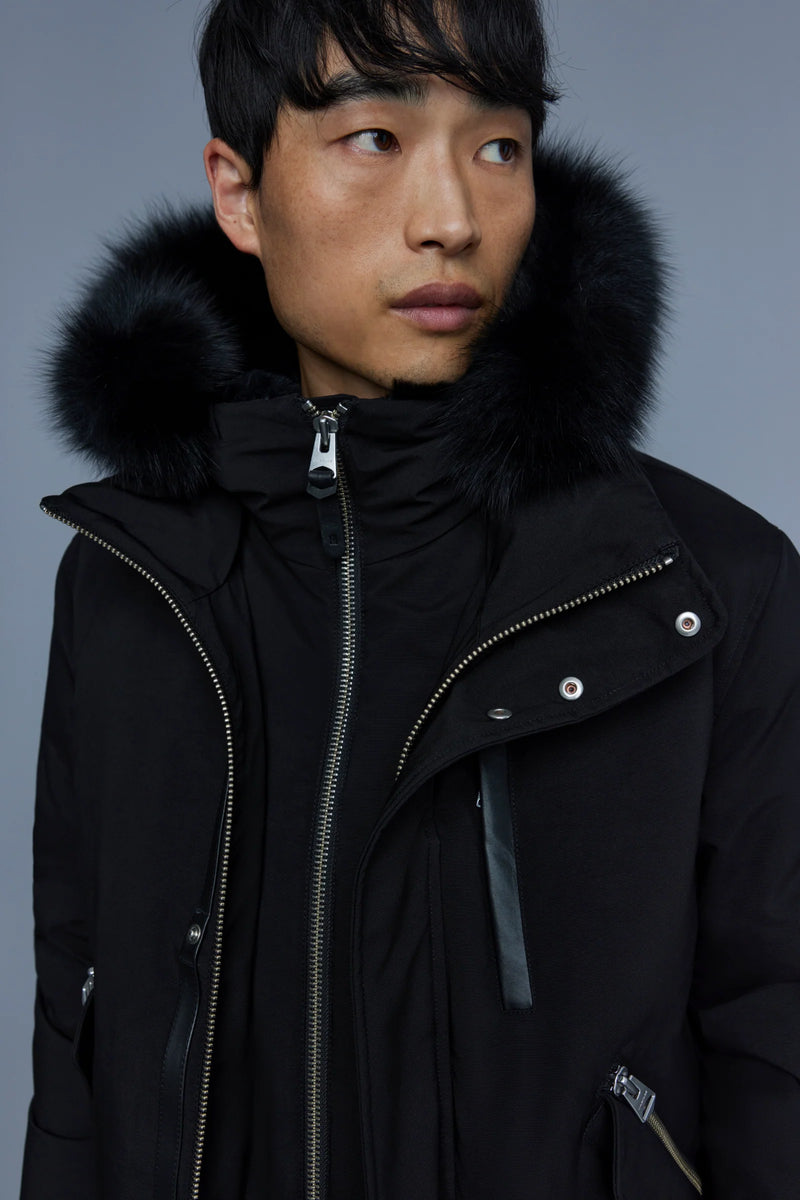 Mackage Dixon-BX Black Down Bomber with Black Fox Fur