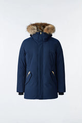 Mackage Edward-F Navy Down Parka with Hooded Bib and Natural Fur