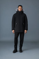 EDWARD-XZ 2-in-1 down parka with hooded breastplate and silver fur collar