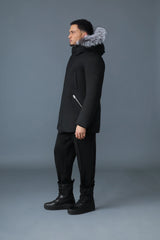 EDWARD-XZ 2-in-1 down parka with hooded breastplate and silver fur collar