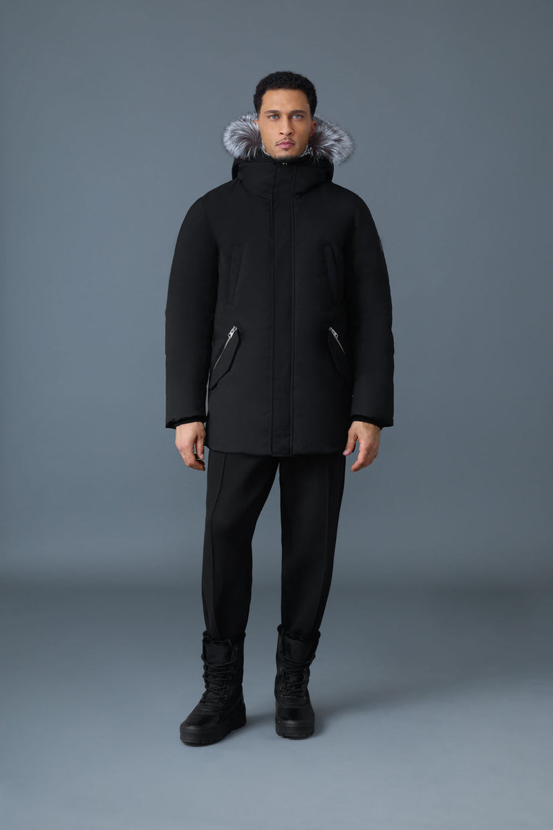 MACKAGE EDWARD-X 2-in-1 down parka with hooded bib and silver fox fur