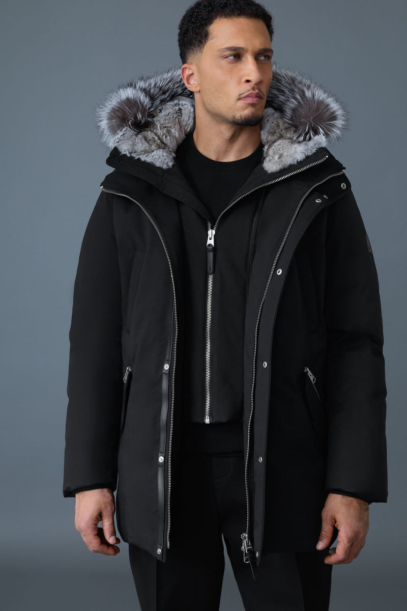 MACKAGE EDWARD-X 2-in-1 down parka with hooded bib and silver fox fur