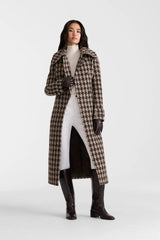 ELODIE-BHT Houndstooth Patterned Wool coat