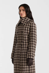 ELODIE-BHT Houndstooth Patterned Wool coat