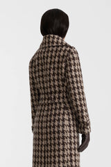 ELODIE-BHT Houndstooth Patterned Wool coat