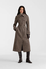 ELODIE-BHT Houndstooth Patterned Wool coat
