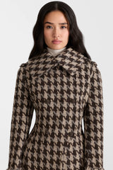 ELODIE-BHT Houndstooth Patterned Wool coat