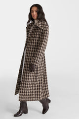 ELODIE-BHT Houndstooth Patterned Wool coat
