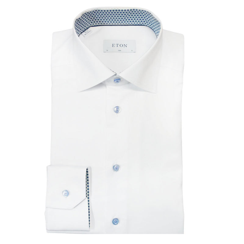 Eton Signature Twill Contemporary-Fit Shirt with Blue Floral Trim