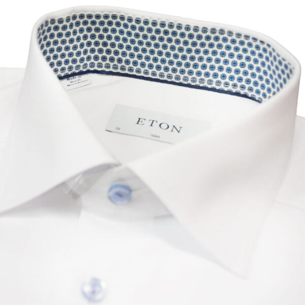 Eton Signature Twill Slim-Fit Shirt with Blue Floral Trim