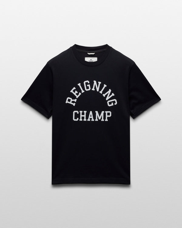 Reigning Champ Midweight Jersey Arch Logo T-Shirt in Black