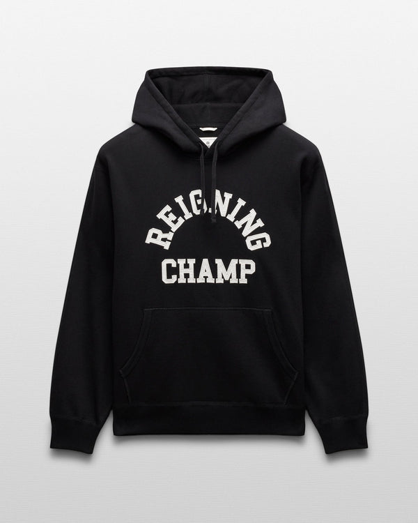 Reigning Champ Midweight Terry Arch Logo Hoodie in Black