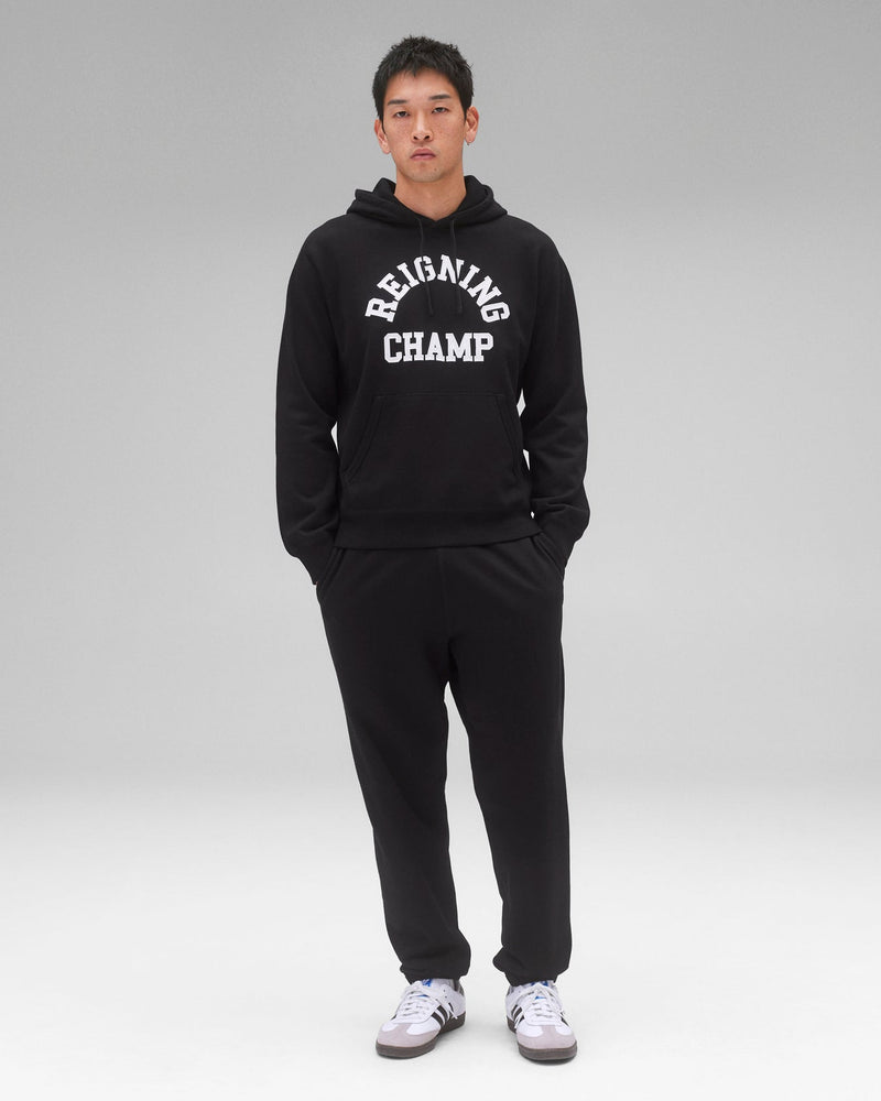 Reigning Champ Midweight Terry Arch Logo Hoodie in Black