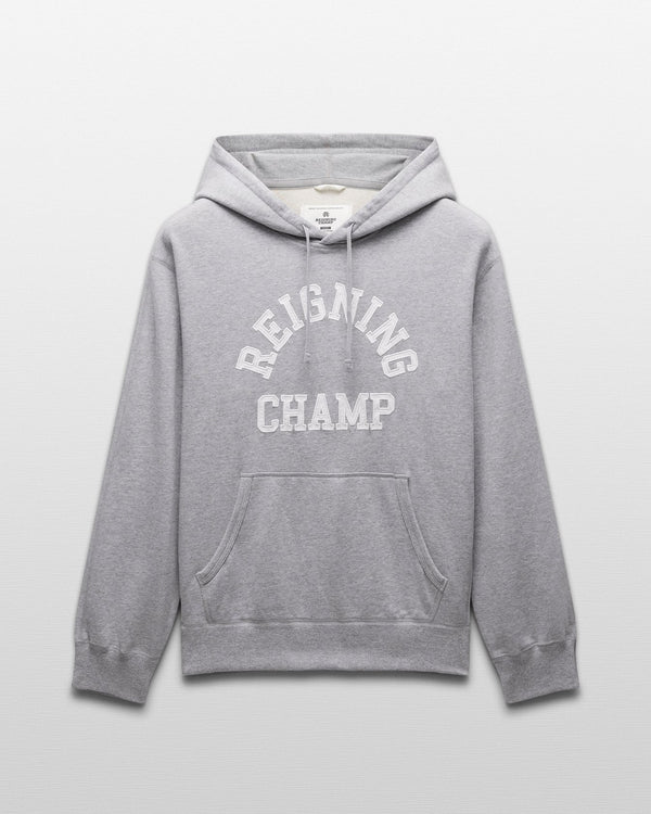 Reigning Champ Migweight Terry Arch Logo Hoodie in Heather Grey