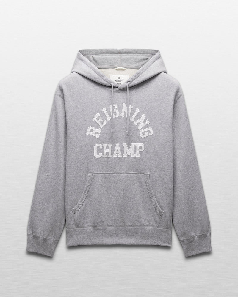 Reigning Champ Migweight Terry Arch Logo Hoodie in Heather Grey