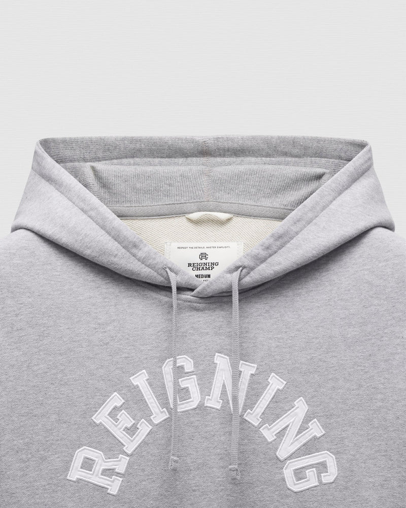 Reigning Champ Migweight Terry Arch Logo Hoodie in Heather Grey