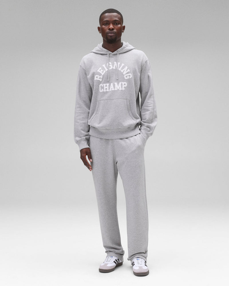 Reigning Champ Migweight Terry Arch Logo Hoodie in Heather Grey