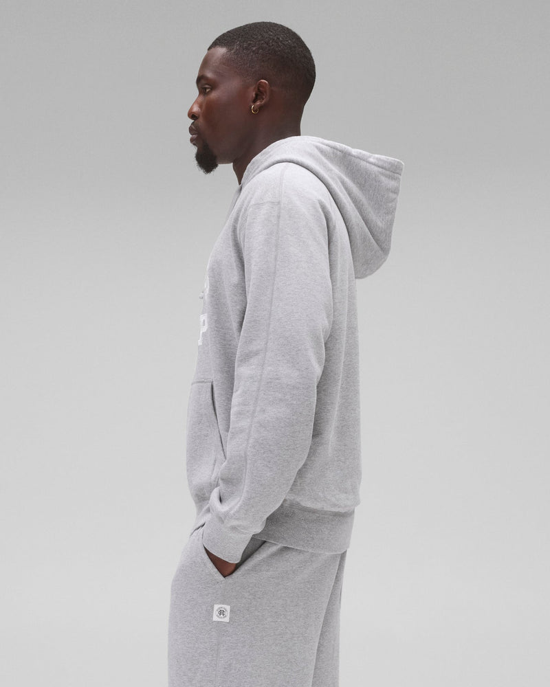 Reigning Champ Migweight Terry Arch Logo Hoodie in Heather Grey