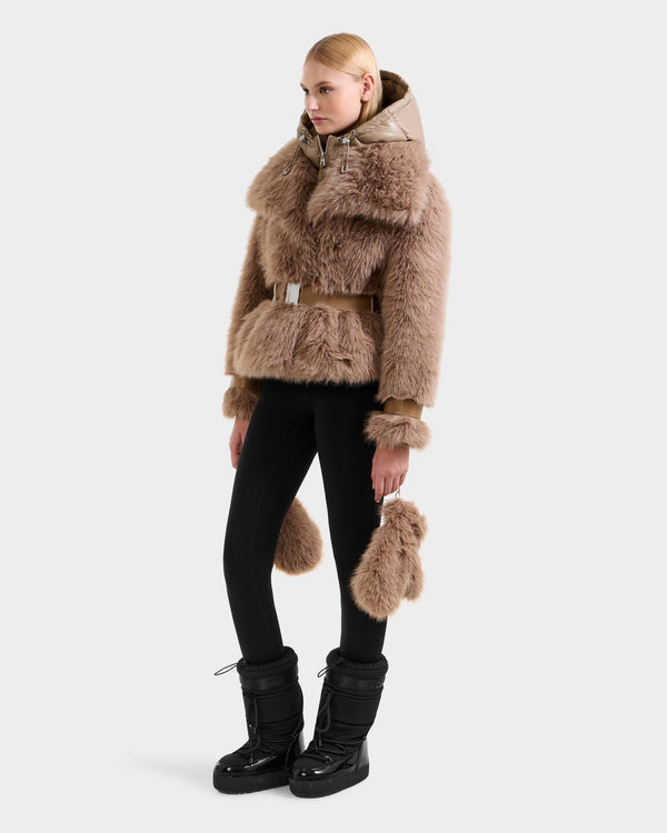 RUDSAK CHLOE WOMEN'S WOMEN'S FAUX FUR COAT WITH REMOVABLE DOWN HOOD DICKIE