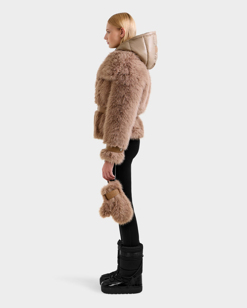 RUDSAK CHLOE WOMEN'S WOMEN'S FAUX FUR COAT WITH REMOVABLE DOWN HOOD DICKIE