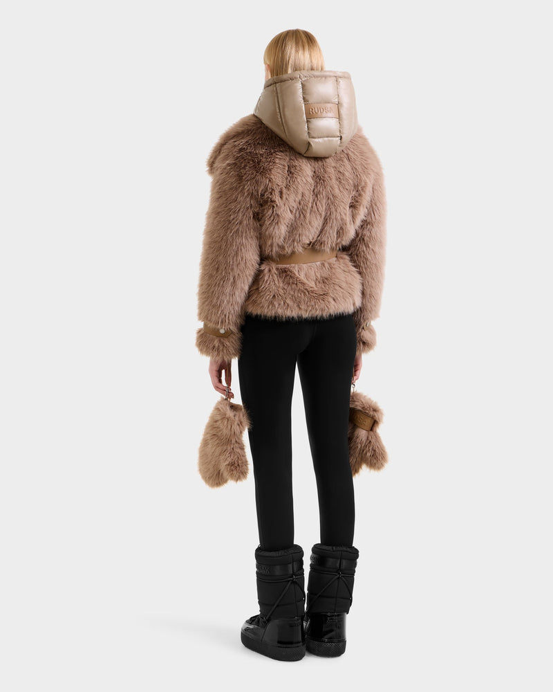 RUDSAK CHLOE WOMEN'S WOMEN'S FAUX FUR COAT WITH REMOVABLE DOWN HOOD DICKIE