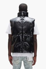 Purple Leather Puffer Vest