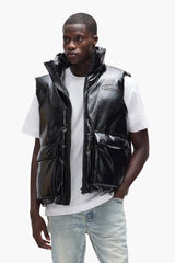 Purple Leather Puffer Vest