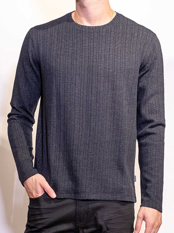 John Varvatos L/S Feeder Rib Texture Crew