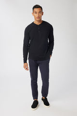 Good Man Brand Slim Henley Jersey- Black