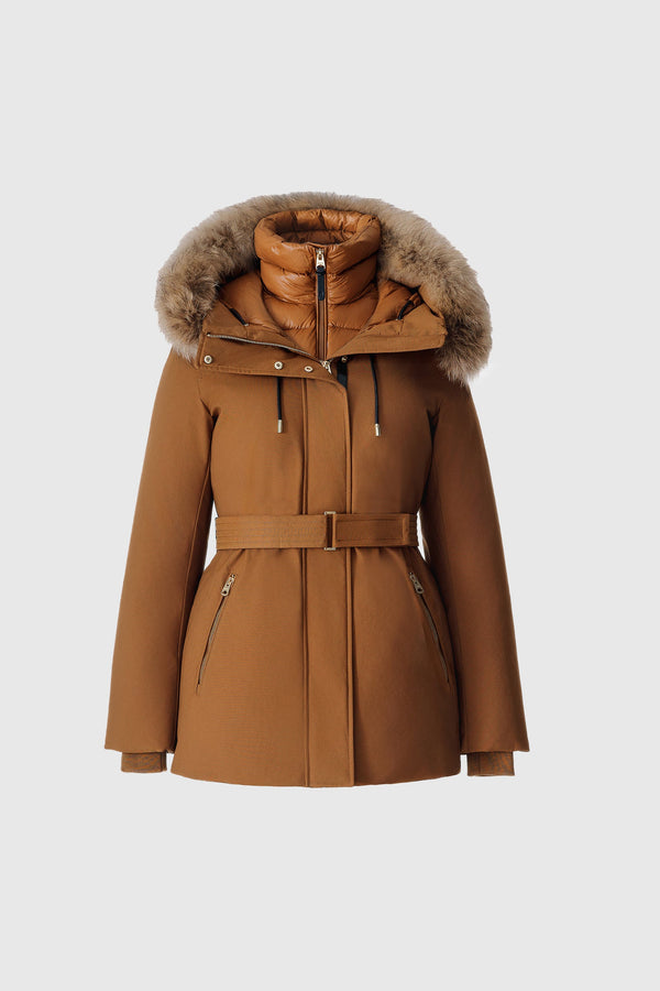 MACKAGE JENI-F 2-in-1 down parka with removable bib and natural fur