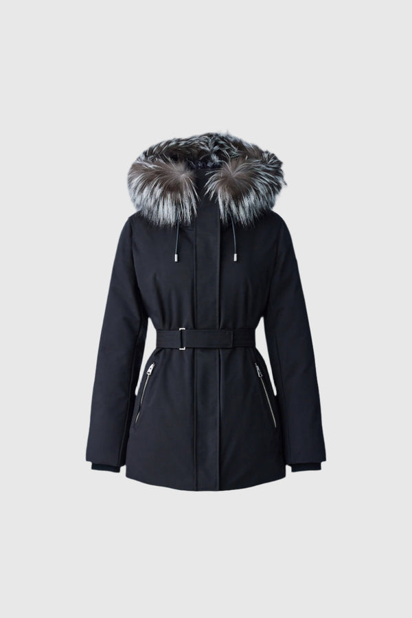 MACKAGE JENI-X 2-in-1 down parka with removable bib and silver fox fur