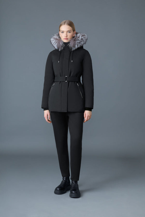 MACKAGE JENI-X 2-in-1 down parka with removable bib and silver fox fur