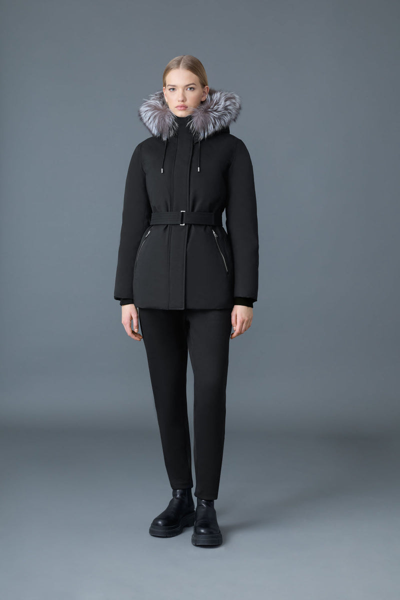 MACKAGE JENI-X 2-in-1 down parka with removable bib and silver fox fur