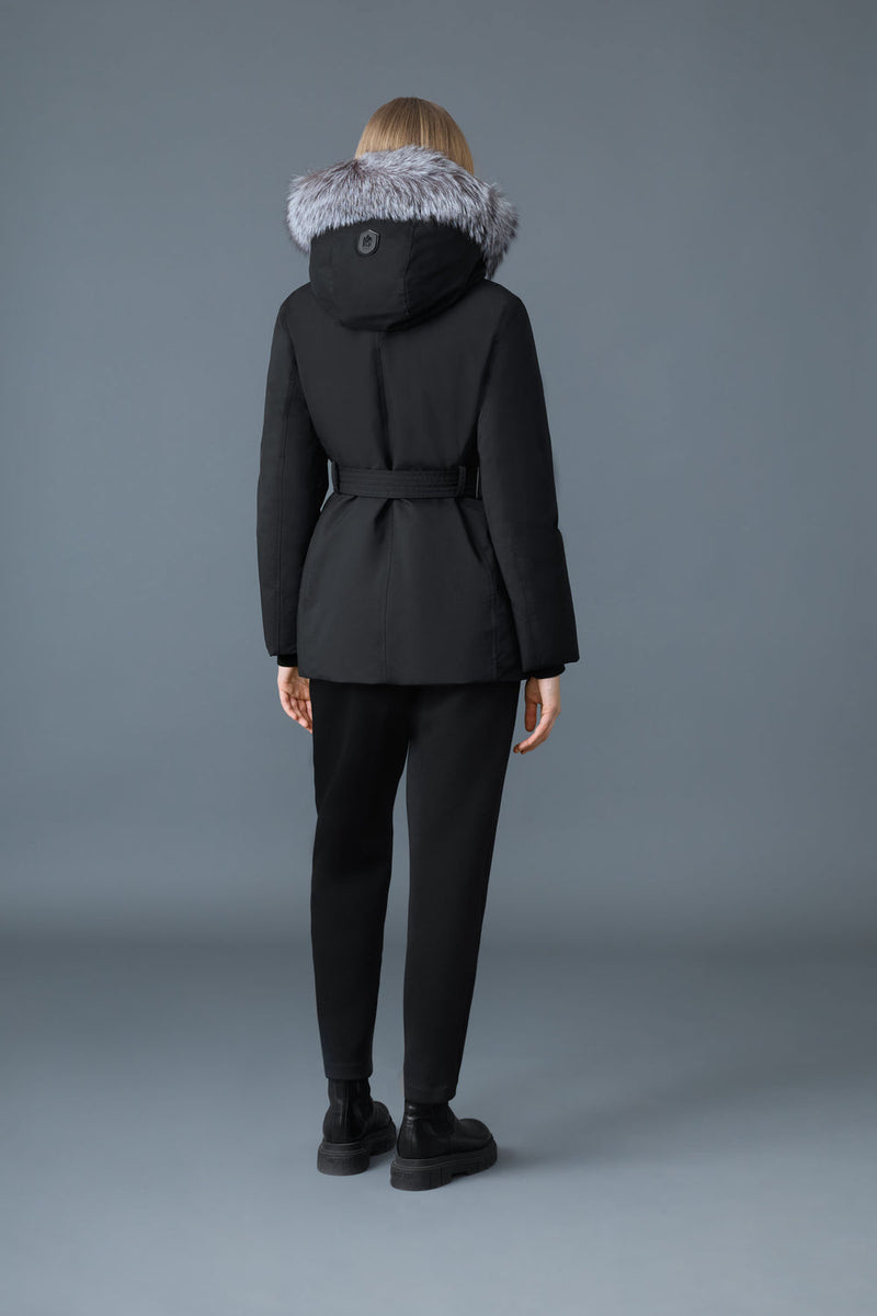 MACKAGE JENI-X 2-in-1 down parka with removable bib and silver fox fur