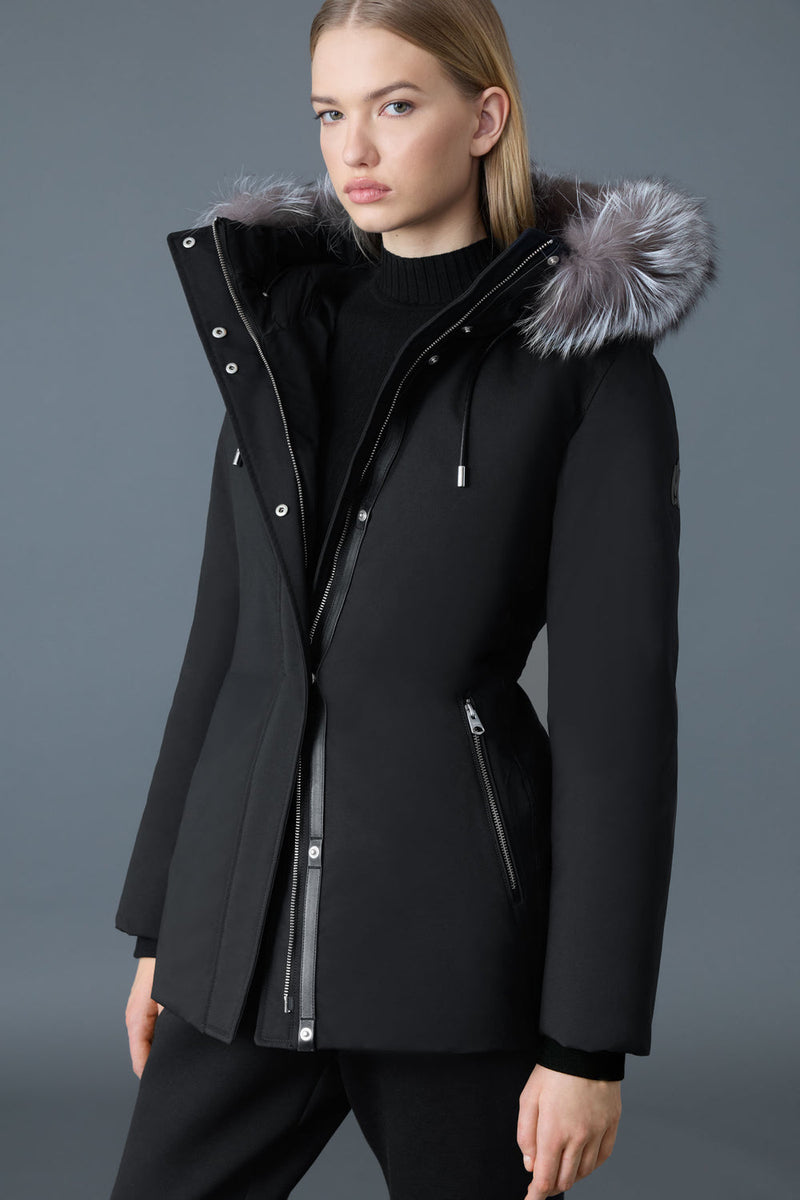 MACKAGE JENI-X 2-in-1 down parka with removable bib and silver fox fur