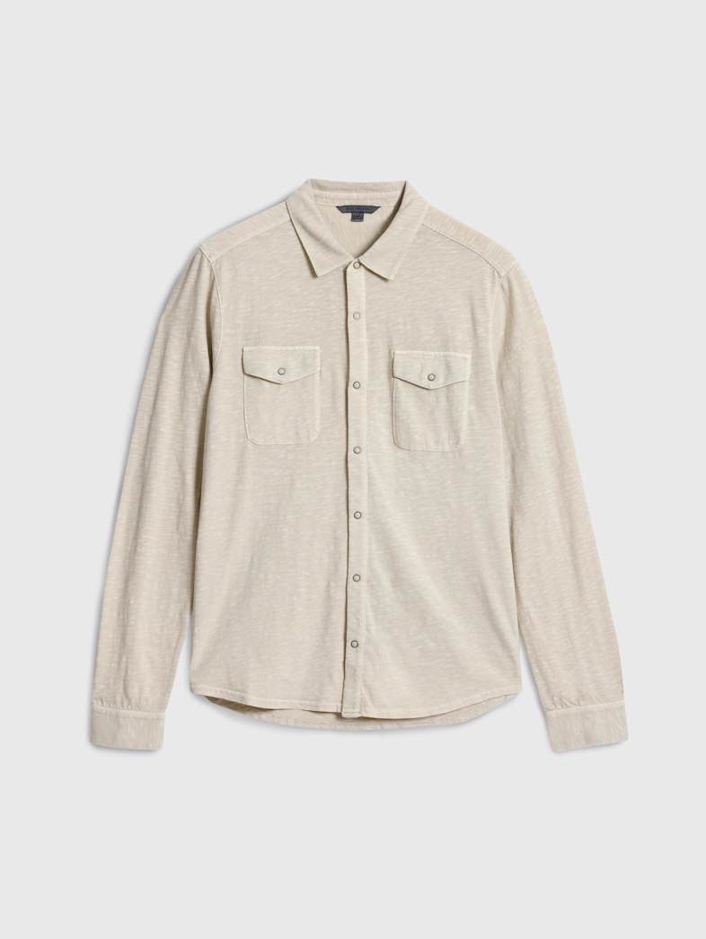 John Varvatos Knit Western Shirt in Vintage Wash Slub