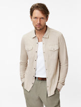 John Varvatos Knit Western Shirt in Vintage Wash Slub