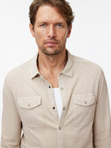 John Varvatos Knit Western Shirt in Vintage Wash Slub