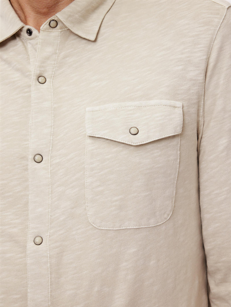 John Varvatos Knit Western Shirt in Vintage Wash Slub