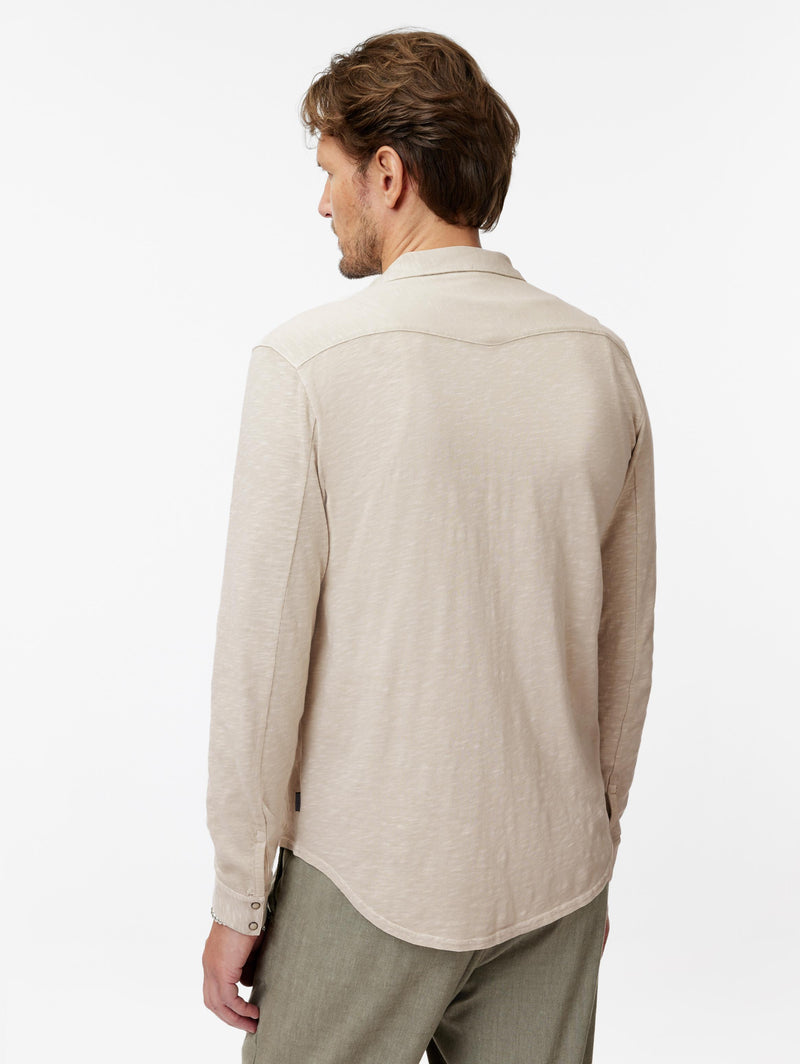 John Varvatos Knit Western Shirt in Vintage Wash Slub