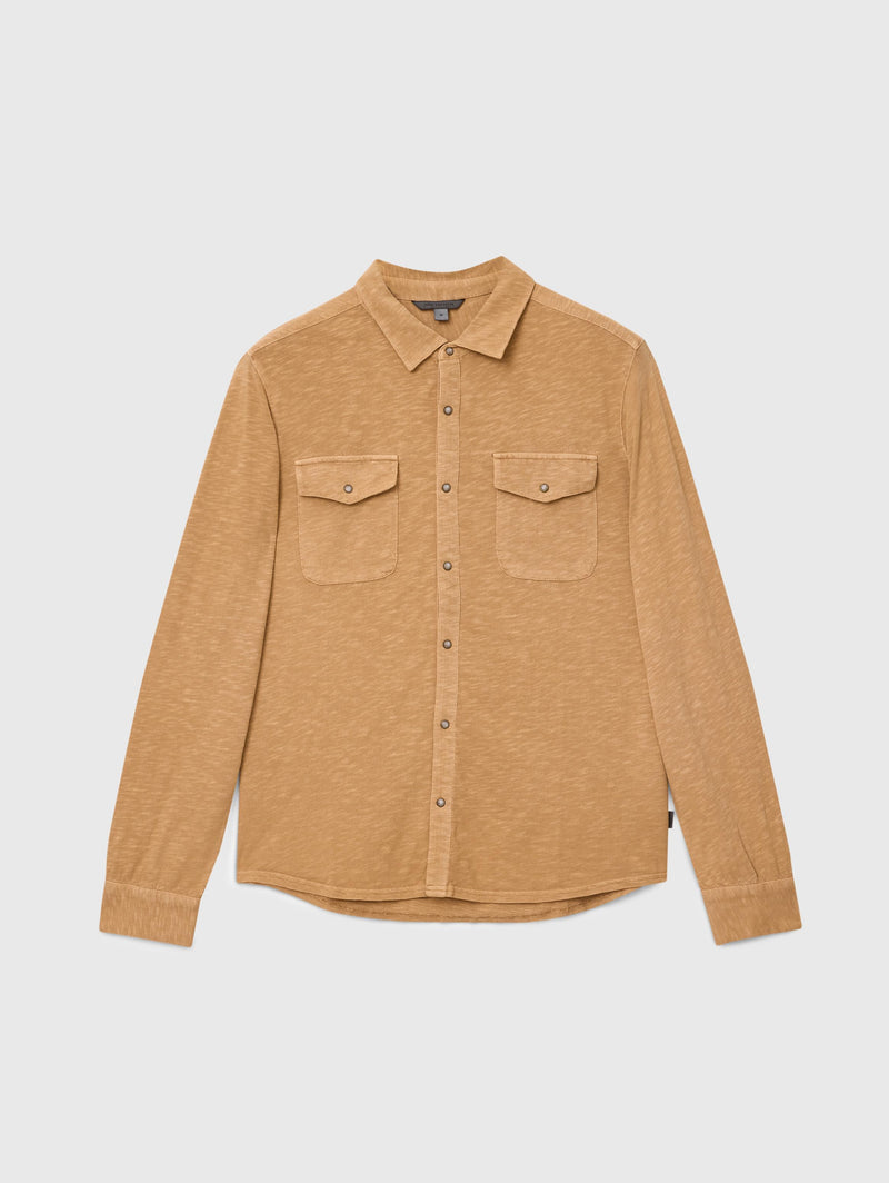 John Varvatos Knit Western Shirt in Vintage Wash Slub