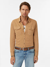 John Varvatos Knit Western Shirt in Vintage Wash Slub