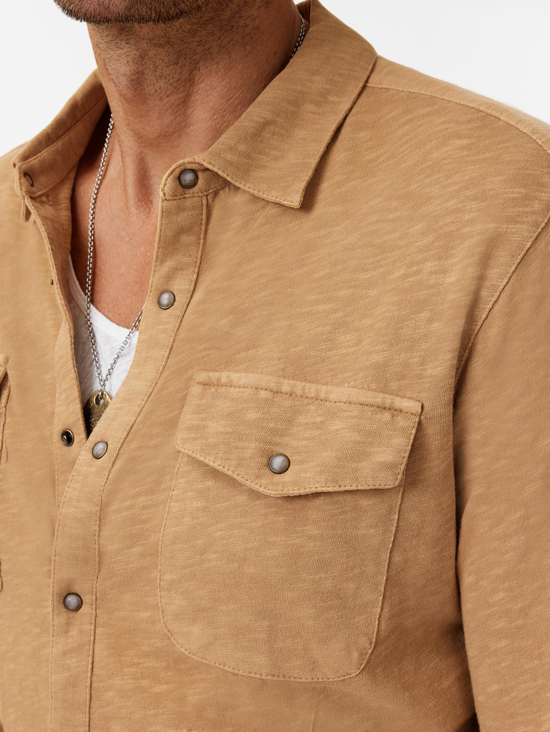John Varvatos Knit Western Shirt in Vintage Wash Slub