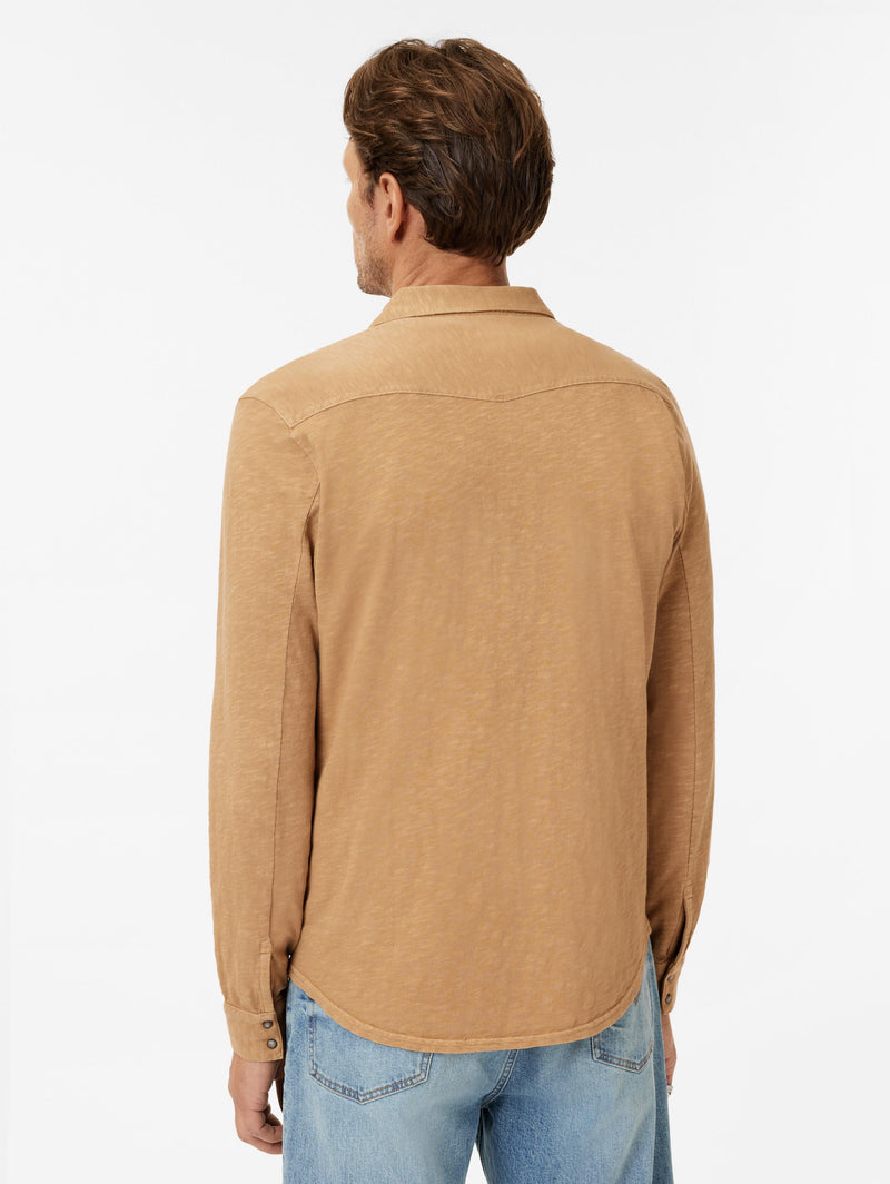 John Varvatos Knit Western Shirt in Vintage Wash Slub