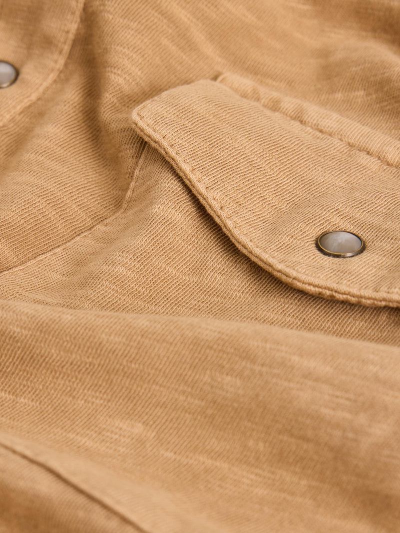 John Varvatos Knit Western Shirt in Vintage Wash Slub