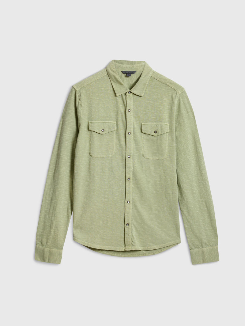 John Varvatos Knit Western Shirt in Vintage Wash Slub