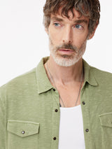John Varvatos Knit Western Shirt in Vintage Wash Slub
