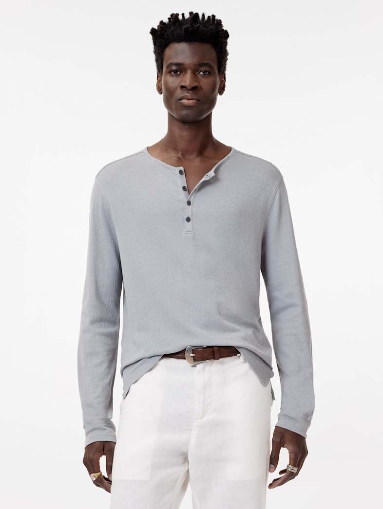 John Varvatos Walden Henley in Broken Stitch