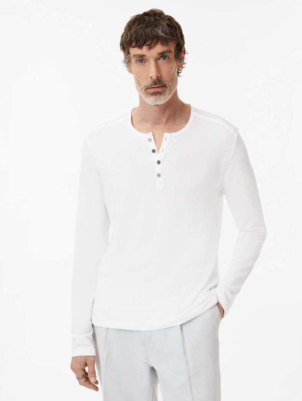 John Varvatos Walden Henley in Broken Stitch